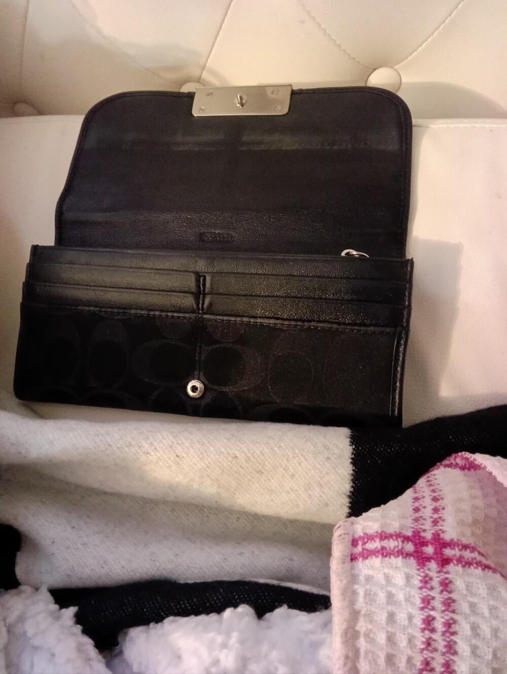 Vtg Coach Kristin Op Art Signature C Jacquard Slim Envelope Wallet - Picture 3 of 14